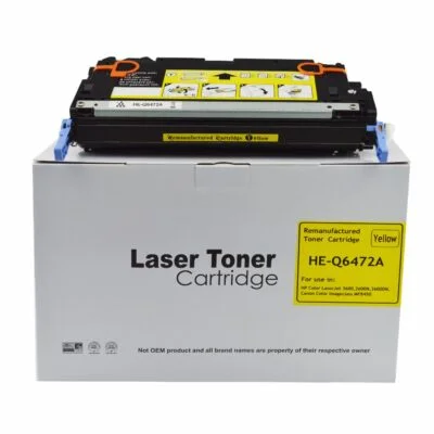 Remanufactured HP Laserjet 3600 Yellow Q6472A Toner also for Canon 711 EP711Y 1657B002AA